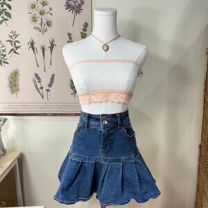 Pink Victorias Secret Lace Trim Bandeau Bra Coquette Romantic Dolly 2010 NWT M L